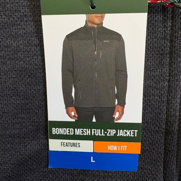 Orvis Men's Full Zip Bonded Mesh Jacket, Phantom Black/Dark Gray, Large, NWT - Picture 3 of 16